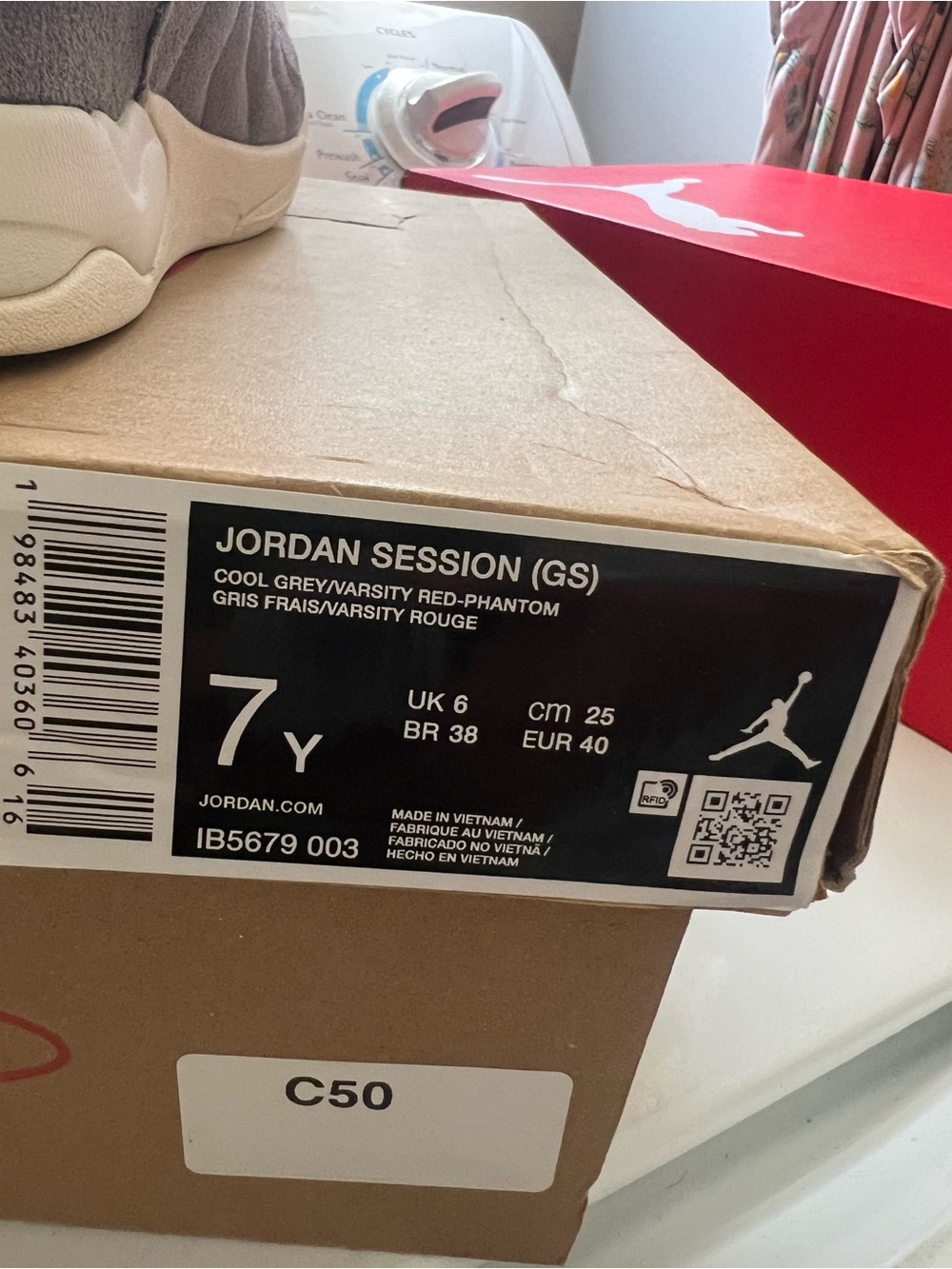 Jordan Session (GS) Kids Sneakers - Cool Grey/Varsity Red
